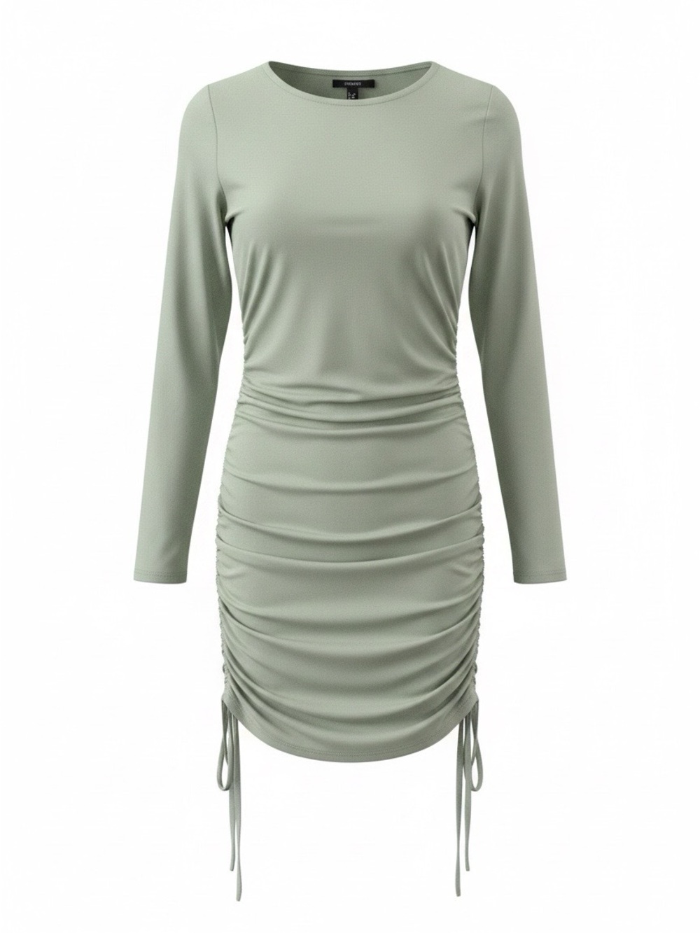 Forever 21 Sage Green Long Sleeve Ruched Mini Dress